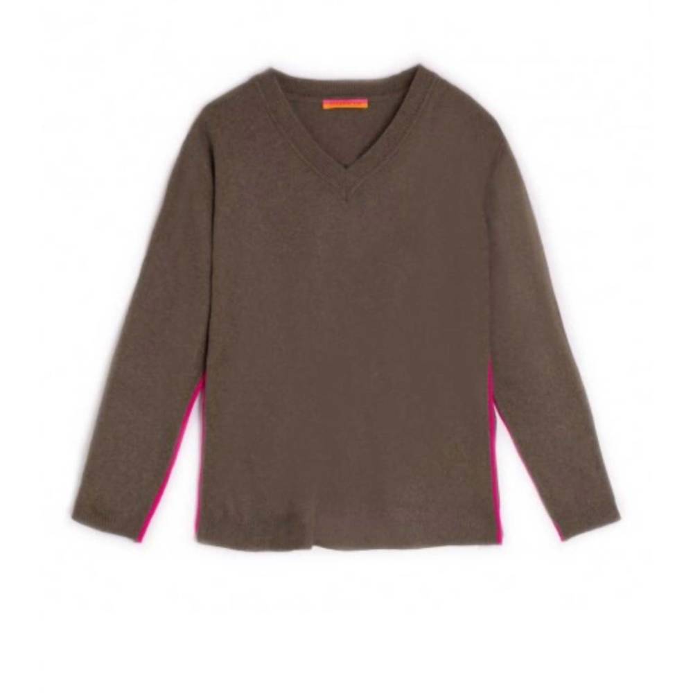 NEW VILAGALLO simone sweater in kaki pink/ orange star